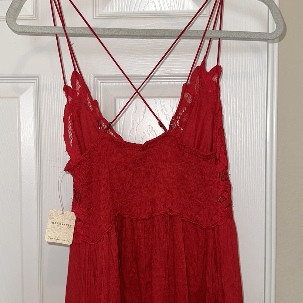 FP Free people Adella red mini lace dress BLOGGER'S FAVE! - Picture 8 of 8